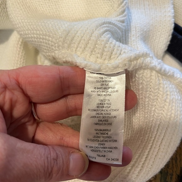 FRENCH CONNECTION – Navy Knit Top with Black Ribbon Ties – Estimated Size XL/XXL - Picture 9 of 11